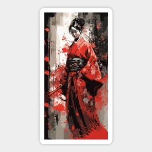 Samurai girl with katana Sticker